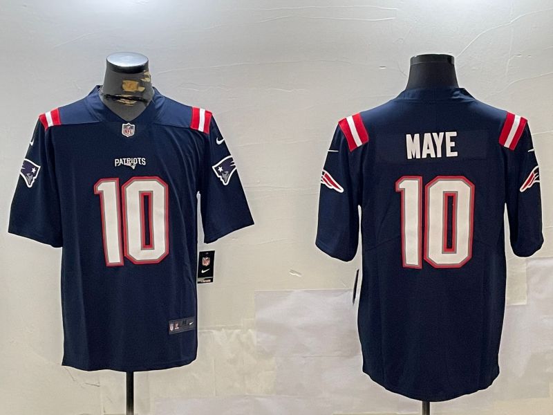 Men New England Patriots 10 Maye Blue Second generation 2024 Nike Limited NFL Jersey style 1